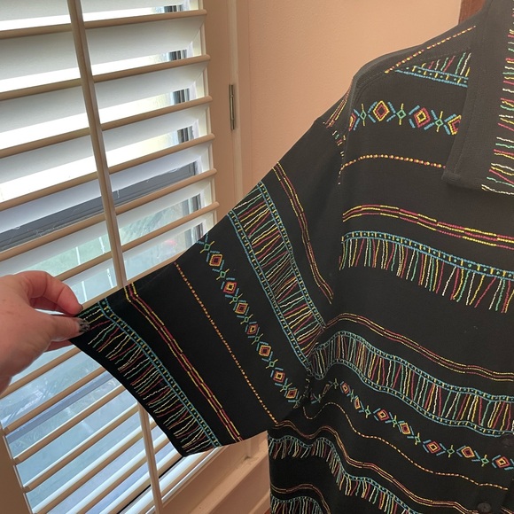 Vikki Vi California Button Down blouse size 3X short sleeves faux embroidery - Picture 8 of 15